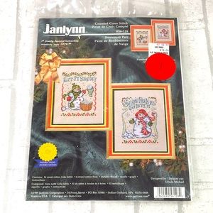 Vintage Janlynn Snowman Pair Cross Stitch Kit #56-128 Christmas NEW J1